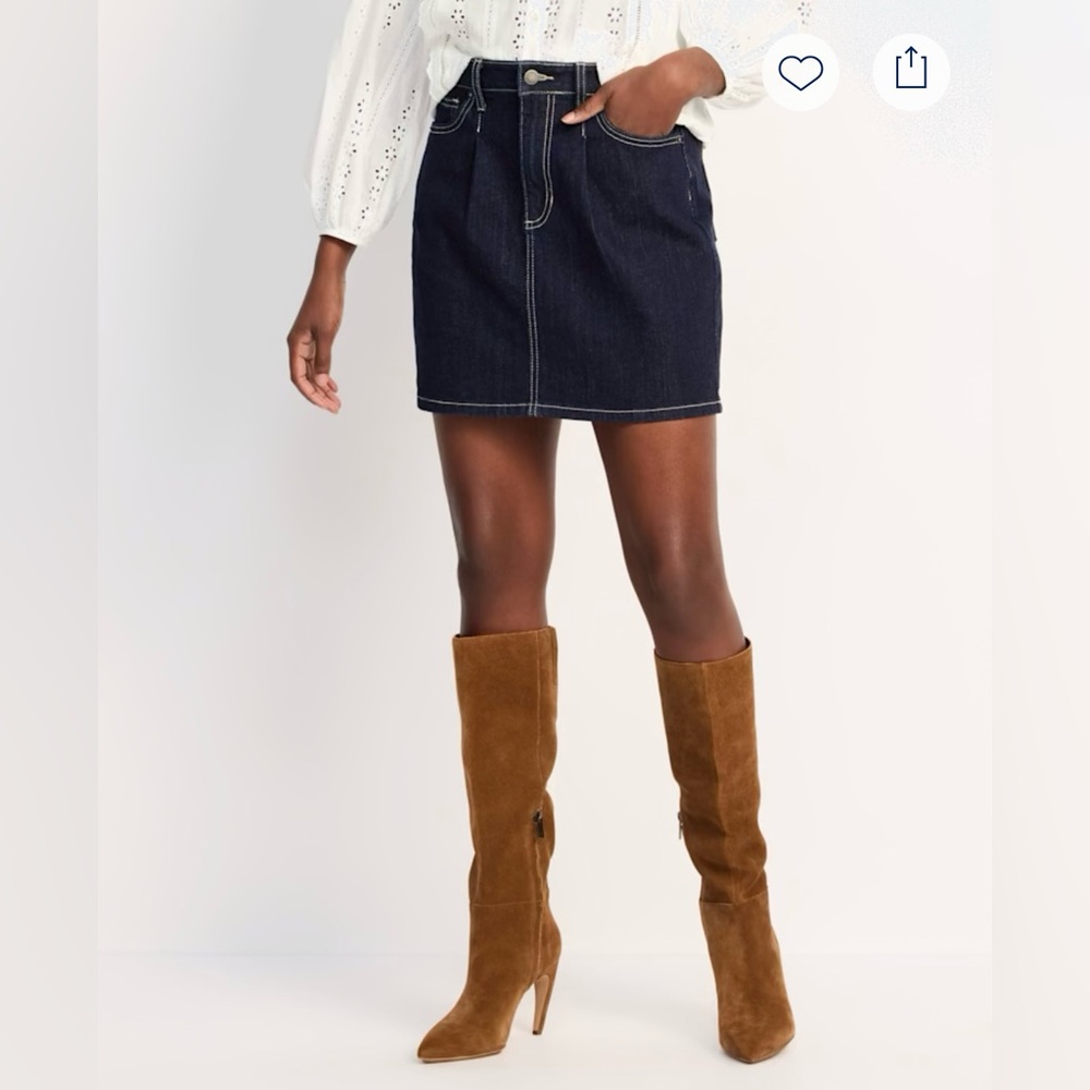 Just USA TATIANNA DENIM SKIRT WITH REGULAR HEM Small dark Denim New